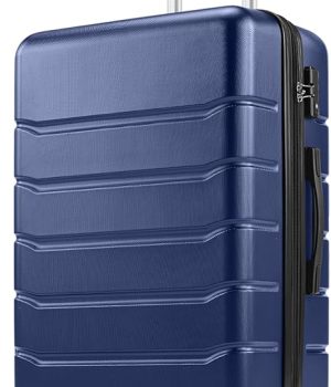 Sweetcrispy 28 Inch Carry On Luggage, ABS Hard Shell Lightweight Rolling Suitcase with Smooth Spinner Wheels and Built-in TSA Lock, Travel Suitcase for Business and Holiday Trips, Navy Blue